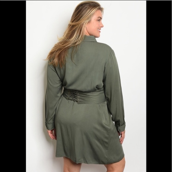 🍭NWT Verona Couture Olive Corset Belt Shirt - Picture 3 of 13